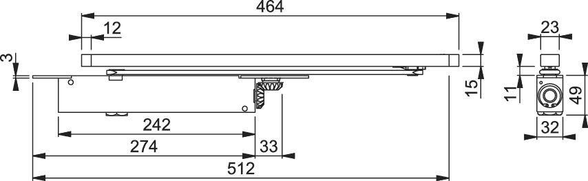 Hoppe Concealed overhead door closer silver size 2-4 AR7383-SE - Image 2